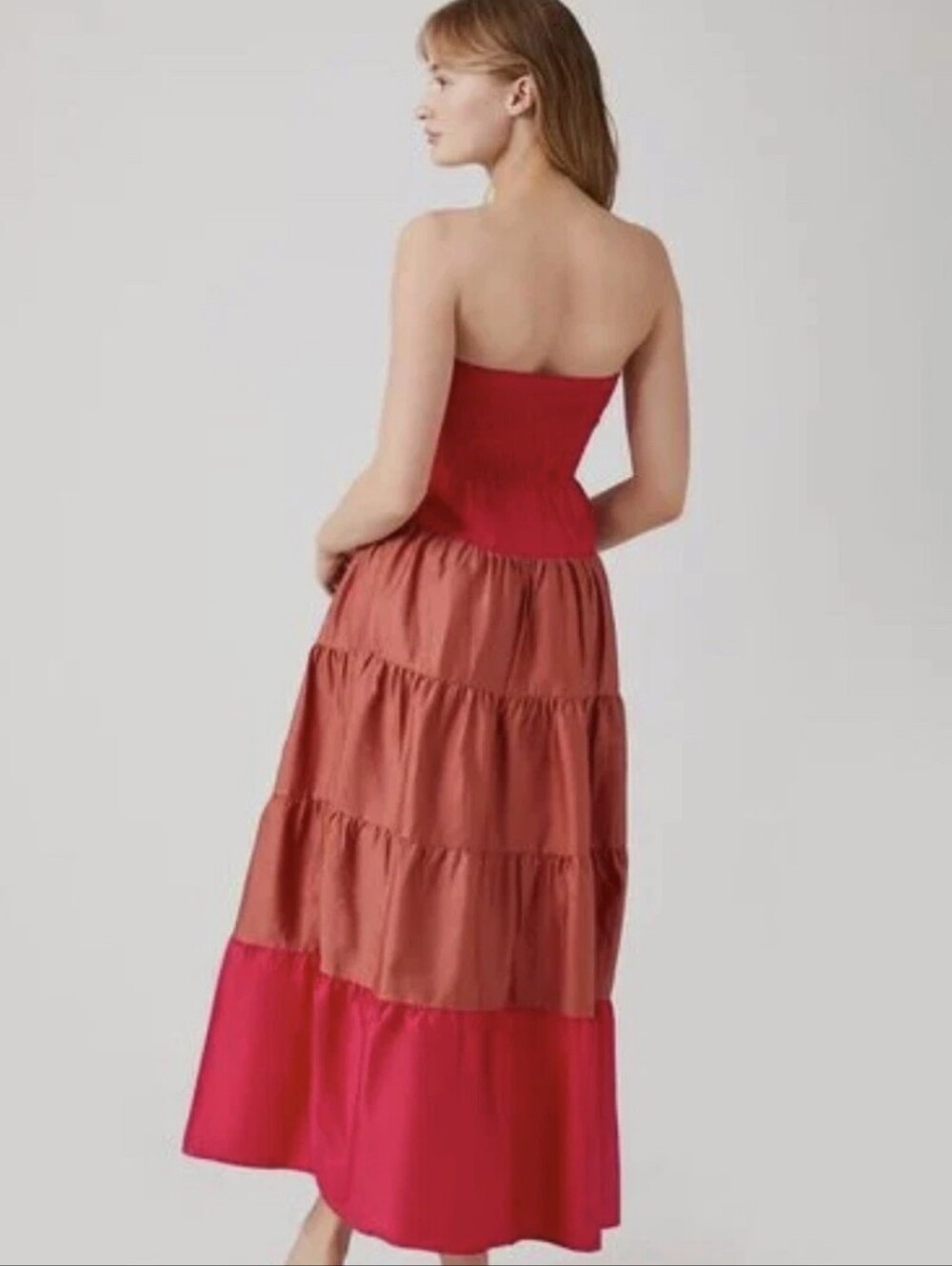 Forever 21 Strapless Tiered Contrast Maxi Dress